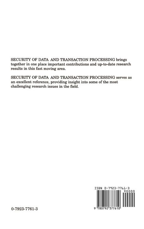 Produktbild: Security of Data and Transaction Processing