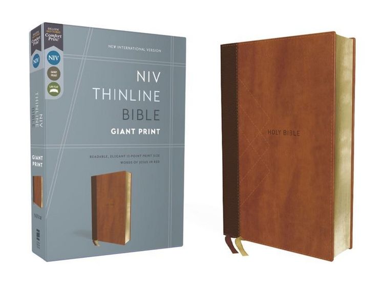 Produktbild: Niv, Thinline Bible, Giant Print, Leathersoft, Brown, Red Letter, Comfort Print