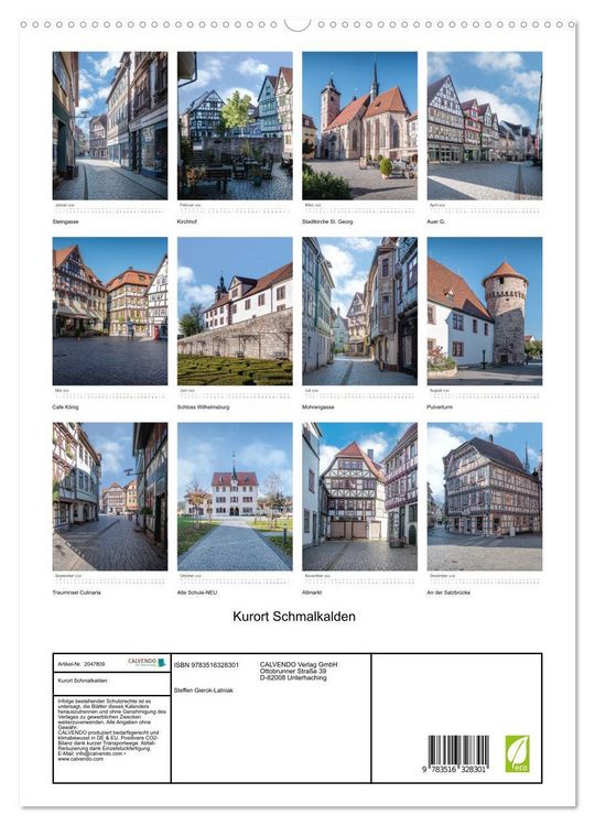 Produktbild: Kurort Schmalkalden (hochwertiger Premium Wandkalender 2026 DIN A2 hoch), Kunstdruck in Hochglanz
