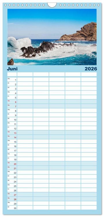 Produktbild: Familienplaner 2026 - Berg, Land und Meer - Eine Reise durch die Landschaften mit 5 Spalten (Wandkalender, 21 x 45 cm) CALVENDO