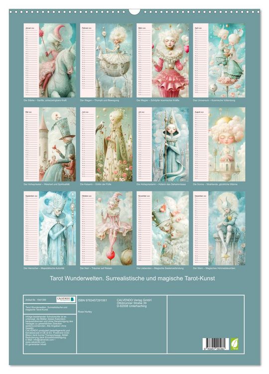 Produktbild: Tarot Wunderwelten. Surrealistische und magische Tarot-Kunst (Wandkalender 2026 DIN A2 hoch), CALVENDO Monatskalender