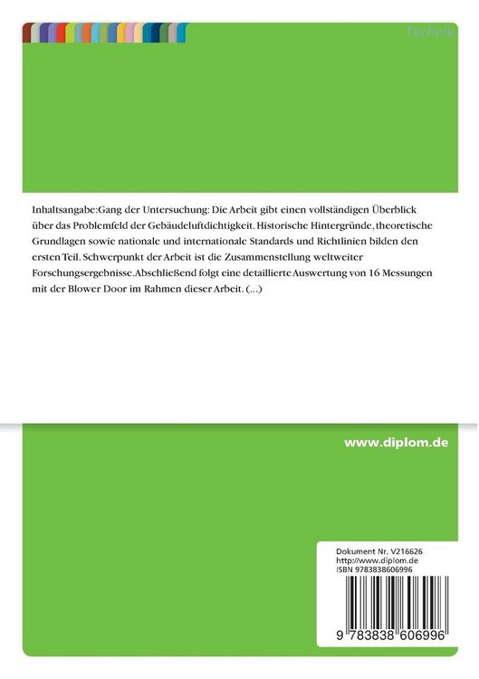 Produktbild: Die Luftdichtigkeit von Geb&auml;uden