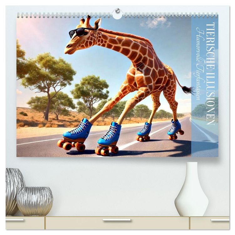 Produktbild: Tierische Illusionen - Humorvolle Tierfantasien (hochwertiger Premium Wandkalender 2026 DIN A2 quer), Kunstdruck in Hochglanz