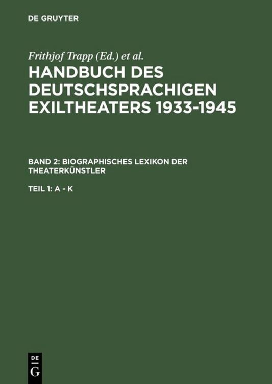 Produktbild: Biographisches Lexikon der Theaterk&uuml;nstler