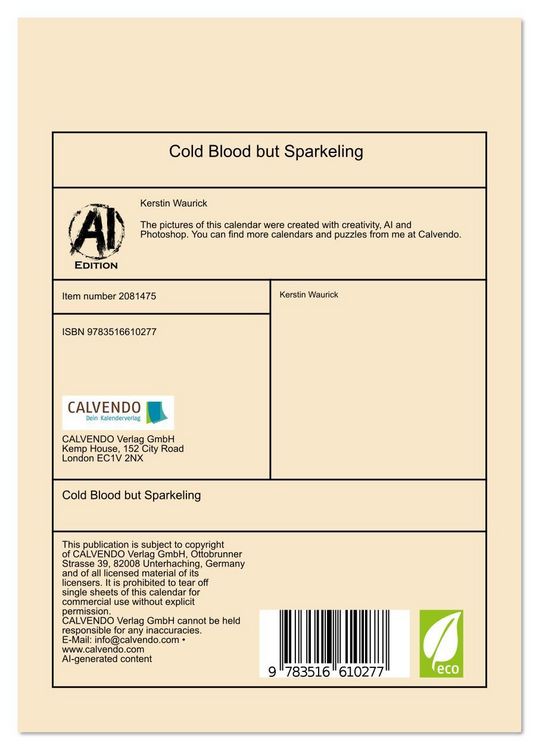 Produktbild: Cold Blood but Sparkeling (Desk Calendar 2026 DIN A5 portrait), CALVENDO 12 Month DeskCalendar