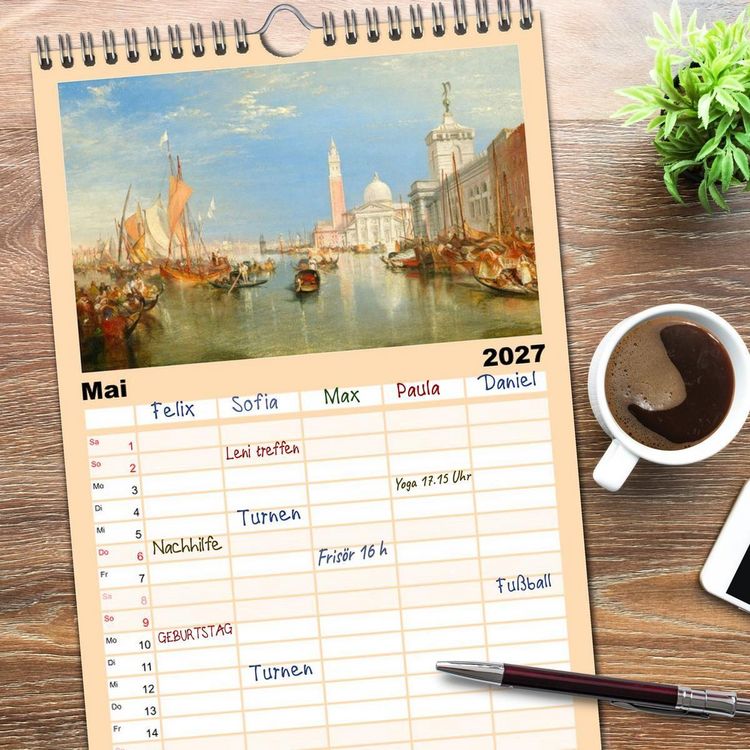 Produktbild: Familienplaner 2027 - Venedig - Gem&auml;lde aus drei Jahrhunderten. Kunstkalender mit 5 Spalten (Wandkalender, 21 x 45 cm) CALVENDO