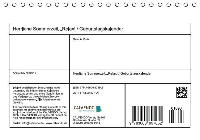 Produktbild: Herrliche Sommerzeit... Relax! / Geburtstagskalender (Tischkalender immerw&auml;hrend DIN A5 quer)