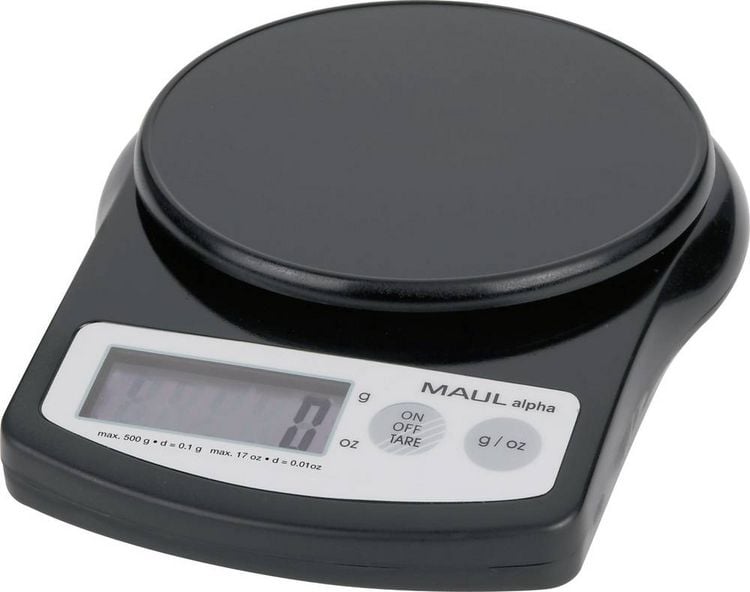 Produktbild: Maul MAULalpha 500G Briefwaage 16405 90 W&auml;gebereich (max.) 0.5 kg Ablesbarkeit 0.1 g batteriebetrieben Schwarz