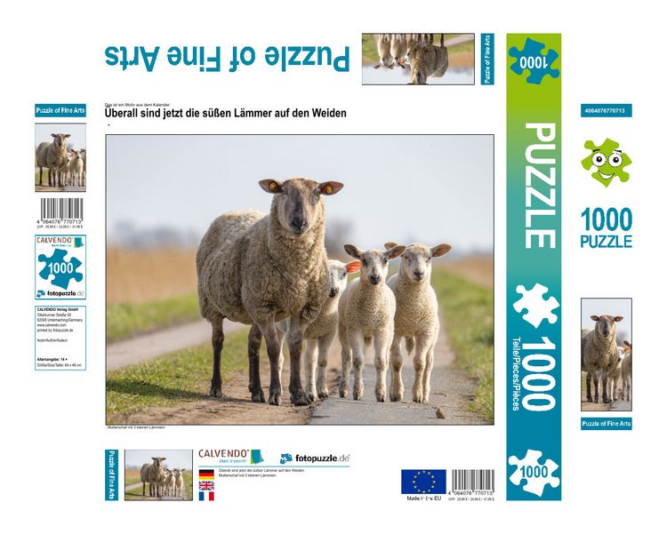 Produktbild: CALVENDO Puzzle &Uuml;berall sind jetzt die s&uuml;&szlig;en L&auml;mmer auf den Weiden | 1000 Teile Lege-Gr&ouml;&szlig;e 64x48cm Foto-Puzzle f&uuml;r gl&uuml;ckliche Stunden