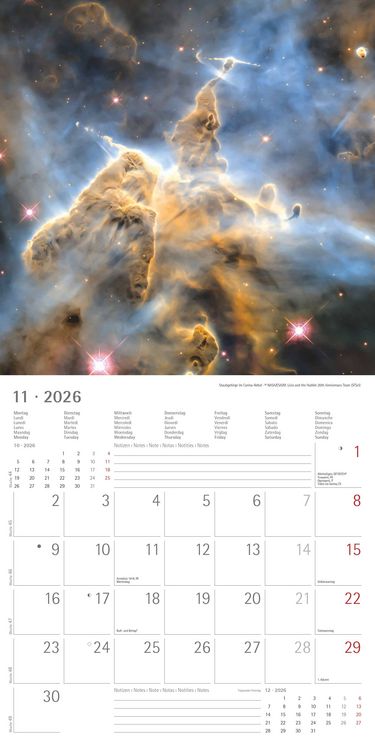 Produktbild: Space 2026 - Broschürenkalender 30x30 cm (30x60 geöffnet) - Kalender mit Platz für Notizen - Weltraum - Bildkalender - Wandplaner - Wandkalender