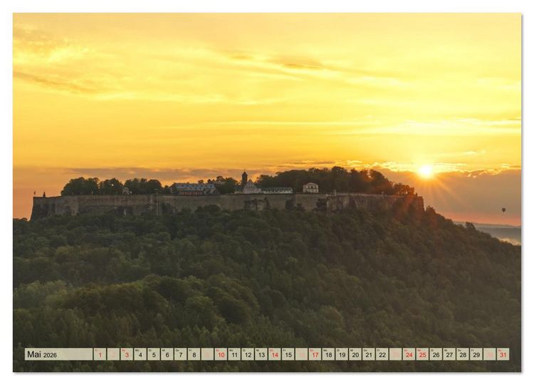 Produktbild: Die Festung K&ouml;nigstein im Licht der vier Jahreszeiten (Wandkalender 2026 DIN A3 quer), CALVENDO Monatskalender