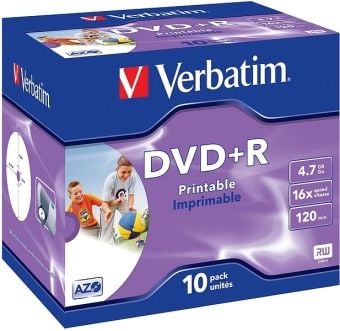 Produktbild: VERBATIM DVD+R AZO 4.7GB 16x 10er Jewel Case bedruckbar