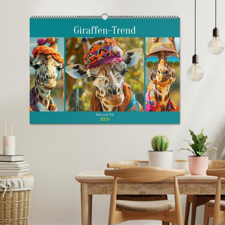 Produktbild: Giraffen-Trend. Hals und Stil (Wandkalender 2026 DIN A2 quer), CALVENDO Monatskalender