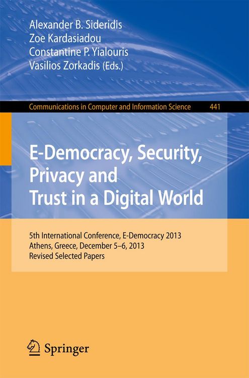Produktbild: E-Democracy, Security, Privacy and Trust in a Digital World