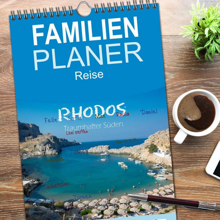 Produktbild: Familienplaner 2026 - Rhodos - Traumhafter S&uuml;den mit 5 Spalten (Wandkalender, 21 x 45 cm) CALVENDO