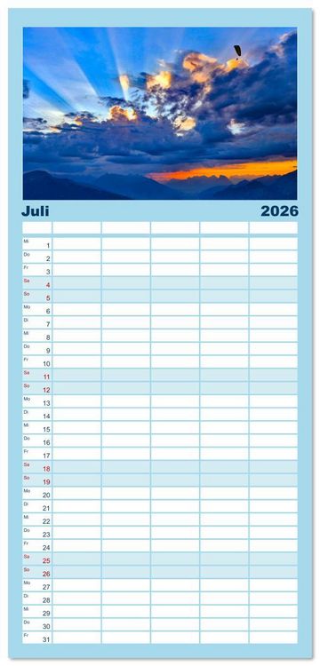 Produktbild: Familienplaner 2026 - Auf Hochtouren mit 5 Spalten (Wandkalender, 21 x 45 cm) CALVENDO