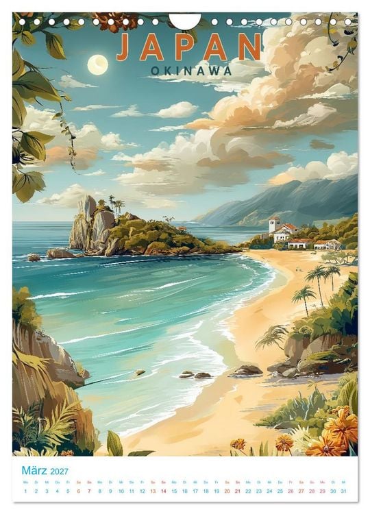 Produktbild: Japanische Inseln - Old School Poster Style (Wandkalender 2027 DIN A4 hoch), CALVENDO Monatskalender