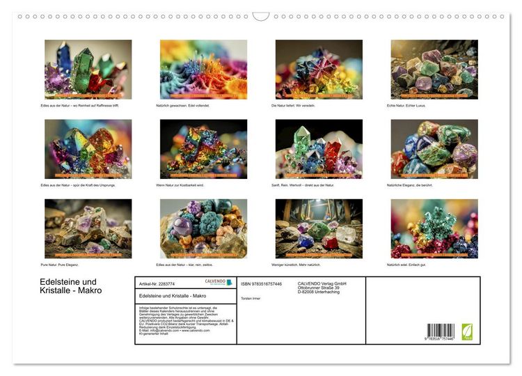 Produktbild: Edelsteine und Kristalle - Makro (Wandkalender 2027 DIN A2 quer), CALVENDO Monatskalender