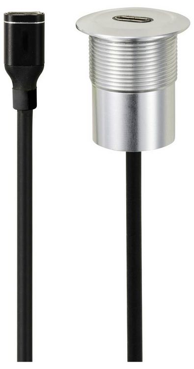 Produktbild: TRU COMPONENTS USB-C&reg; (3.1) Buchse/Buchse 1m Kabel silber TC-13376300 Inhalt: 1St.