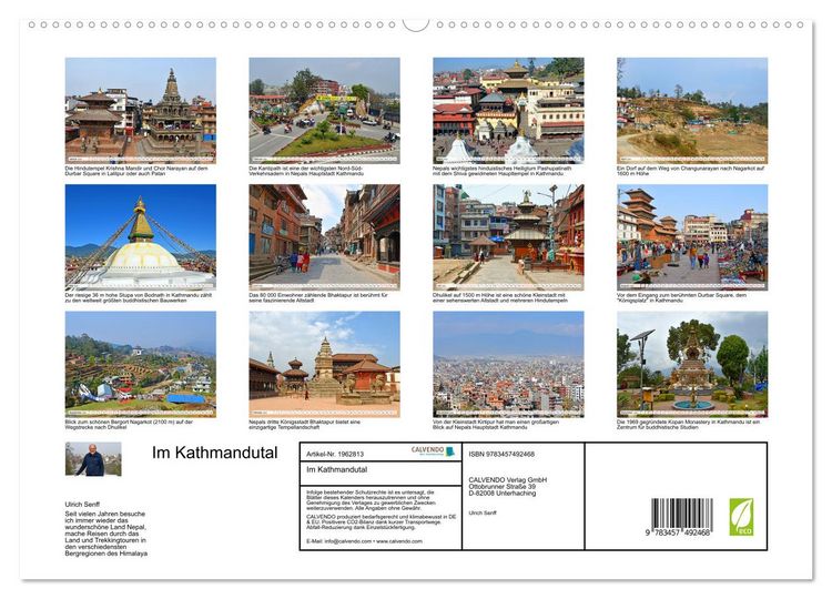 Produktbild: Im Kathmandutal (hochwertiger Premium Wandkalender 2026 DIN A2 quer), Kunstdruck in Hochglanz