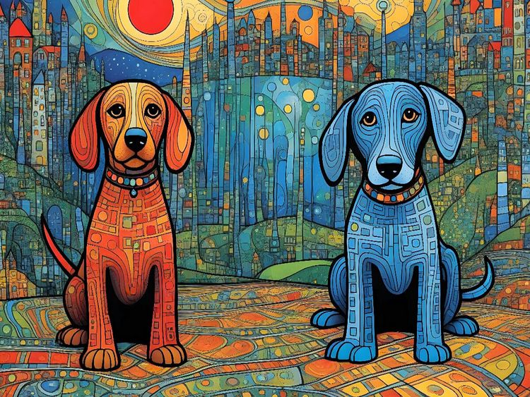 Produktbild: CALVENDO Puzzle Bunte Hunde - das Leben ist bunt und vielseitig, so wie wir! | 1000 Teile Lege-Gr&ouml;&szlig;e 64x48cm Foto-Puzzle f&uuml;r gl&uuml;ckliche Stunden