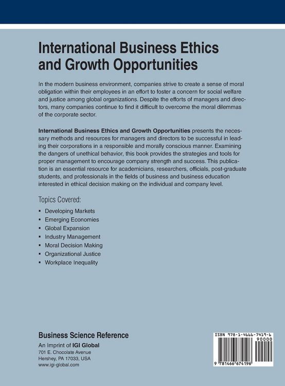 Produktbild: International Business Ethics and Growth Opportunities