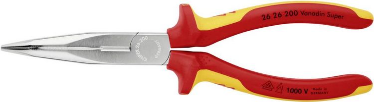 Produktbild: Knipex 26 26 200 VDE Flachrundzange 45&deg; gebogen Vanadium Elektrostahl 200mm