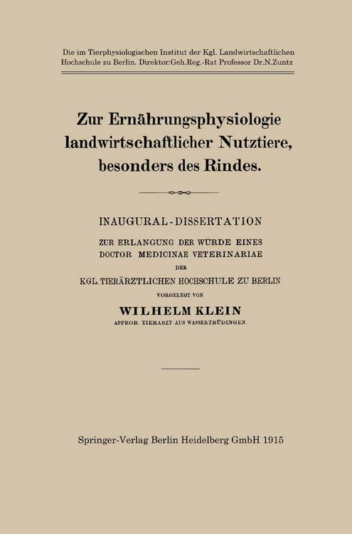 Produktbild: Zur Ern&auml;hrungsphysiologie landwirtschaftlicher Nutztiere, besonders des Rindes
