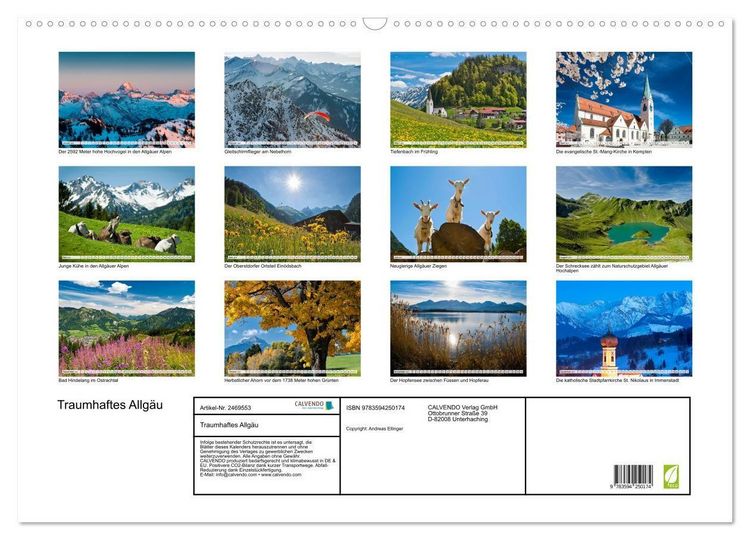Produktbild: Traumhaftes Allg&auml;u (Wandkalender 2027 DIN A2 quer), CALVENDO Monatskalender