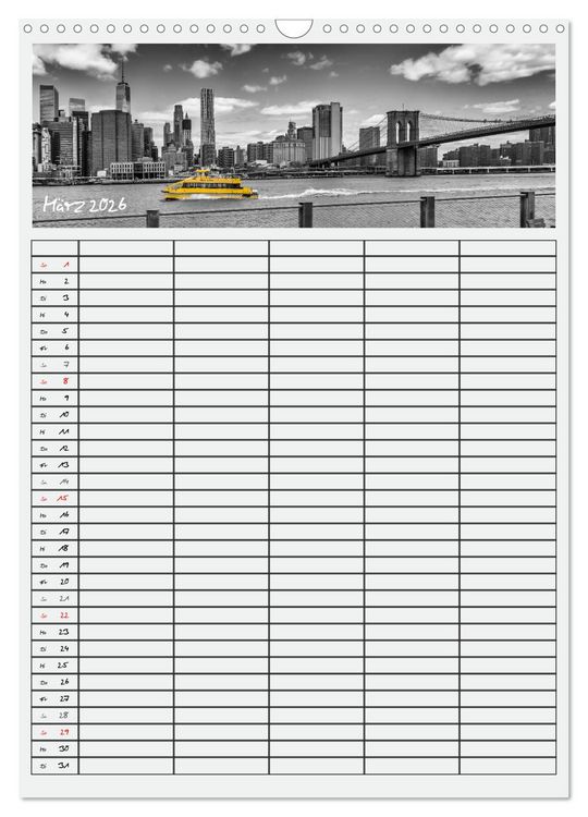 Produktbild: NEW YORK CITY Teamplaner (Wandkalender 2026 DIN A3 hoch), CALVENDO Monatskalender