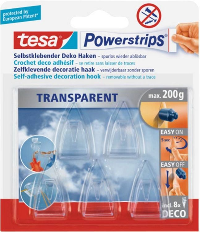 Produktbild: TESA&reg; Powerstrips&reg; Transparent Deko Haken, transparent
