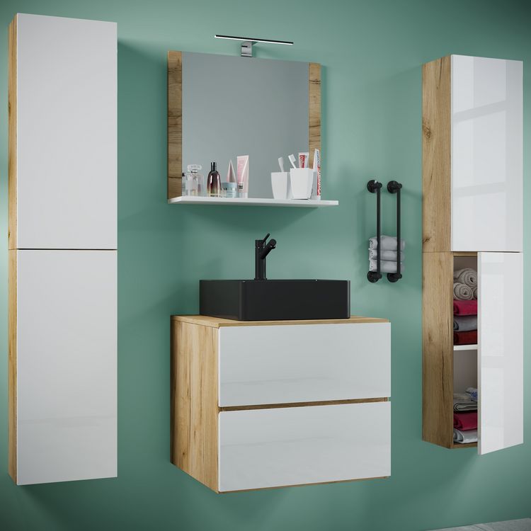 Produktbild: 5-tlg Waschtisch Badm&ouml;bel 60cm Lendas XL Schublade