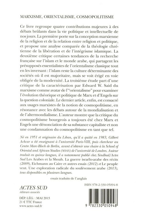 Produktbild: Marxisme, orientalisme, cosmopolitisme : essais