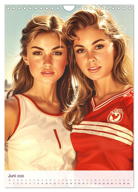 Produktbild: Frauenfu&szlig;ball - Old School Poster Style (Wandkalender 2026 DIN A4 hoch), CALVENDO Monatskalender