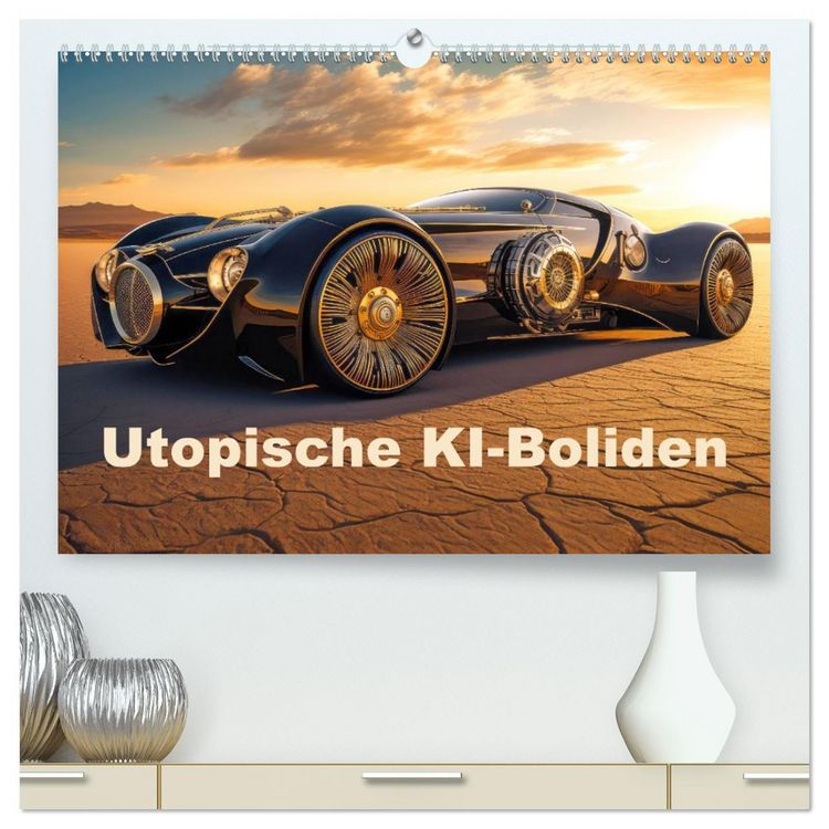 Produktbild: Utopische KI-Boliden (hochwertiger Premium Wandkalender 2026 DIN A2 quer), Kunstdruck in Hochglanz