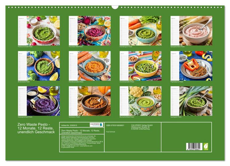 Produktbild: Zero Waste Pesto - 12 Monate, 12 Reste, unendlich Geschmack (Wandkalender 2027 DIN A2 quer), CALVENDO Monatskalender