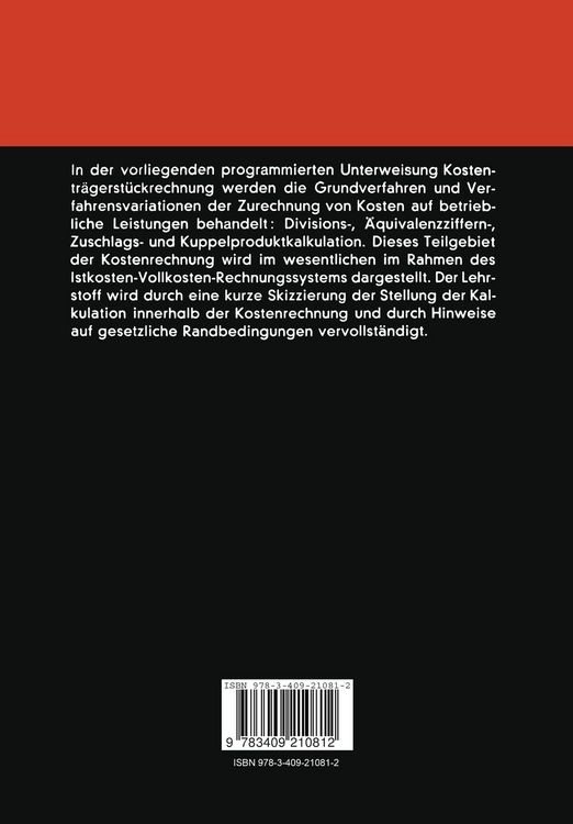 Kostenträgerstückrechnung (Kalkulationsverfahren)