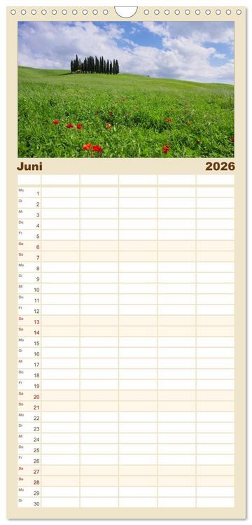 Produktbild: Familienplaner 2026 - Toskana &ndash; Traumlandschaft in Italien mit 5 Spalten (Wandkalender, 21 x 45 cm) CALVENDO
