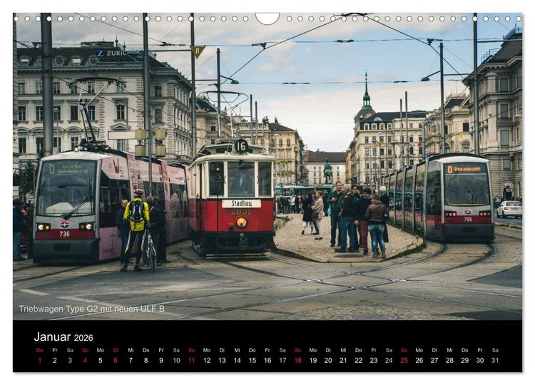 Produktbild: Historische Stra&szlig;enbahnen in Wien (Wandkalender 2026 DIN A3 quer), CALVENDO Monatskalender