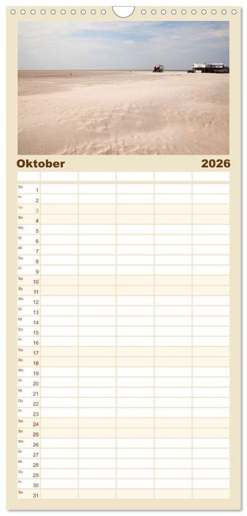 Produktbild: Familienplaner 2026 - Schleswig-Holstein - Nordfriesland mit 5 Spalten (Wandkalender, 21 x 45 cm) CALVENDO