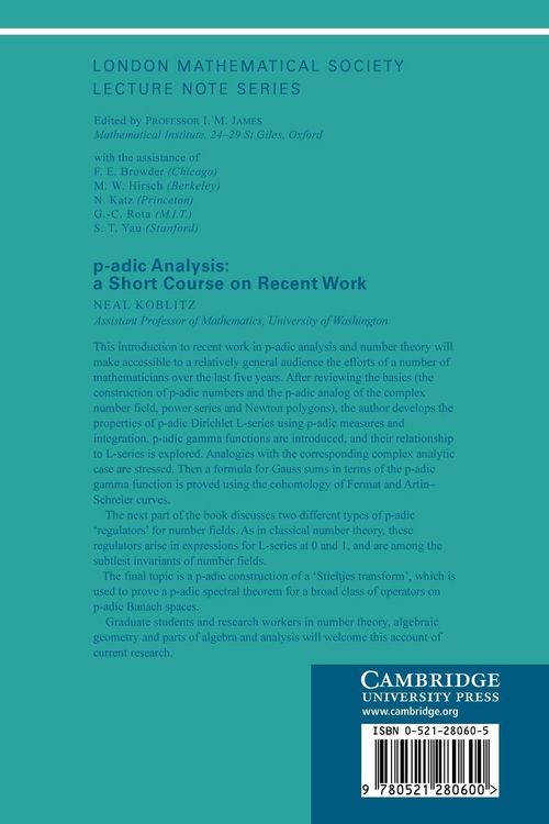 Produktbild: P-Adic Analysis