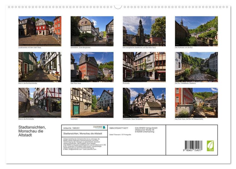Produktbild: Stadtansichten, Monschau die Altstadt (hochwertiger Premium Wandkalender 2026 DIN A2 quer), Kunstdruck in Hochglanz