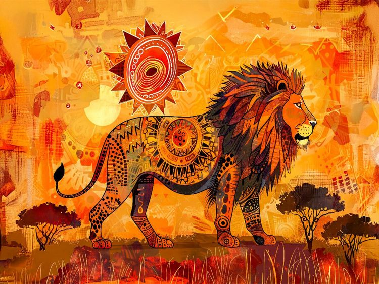 Produktbild: CALVENDO Puzzle L&ouml;we in leuchtender Savannenlandschaft | 1000 Teile Lege-Gr&ouml;&szlig;e 64x48cm Foto-Puzzle f&uuml;r gl&uuml;ckliche Stunden