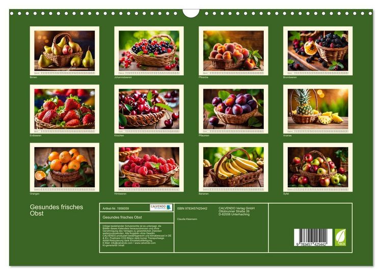 Produktbild: Gesundes frisches Obst (Wandkalender 2026 DIN A3 quer), CALVENDO Monatskalender