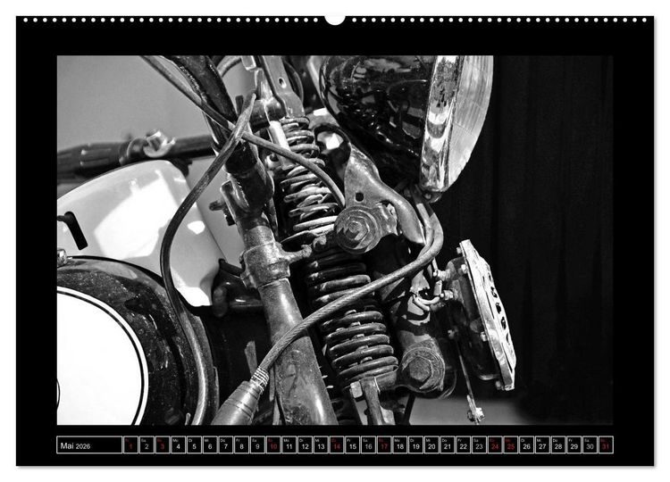Produktbild: Harley Davidson WLA 750 in Schwarzweiss (Wandkalender 2026 DIN A2 quer), CALVENDO Monatskalender