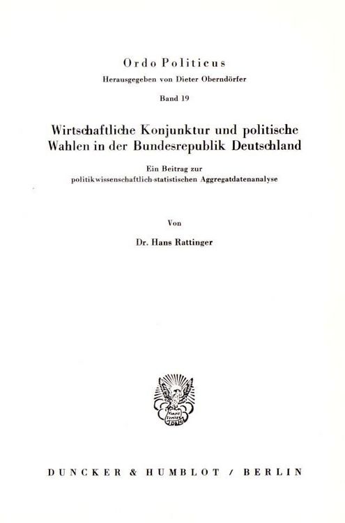 Produktbild: Wirtschaftliche Konjunktur und politische Wahlen in der Bundesrepublik Deutschland.