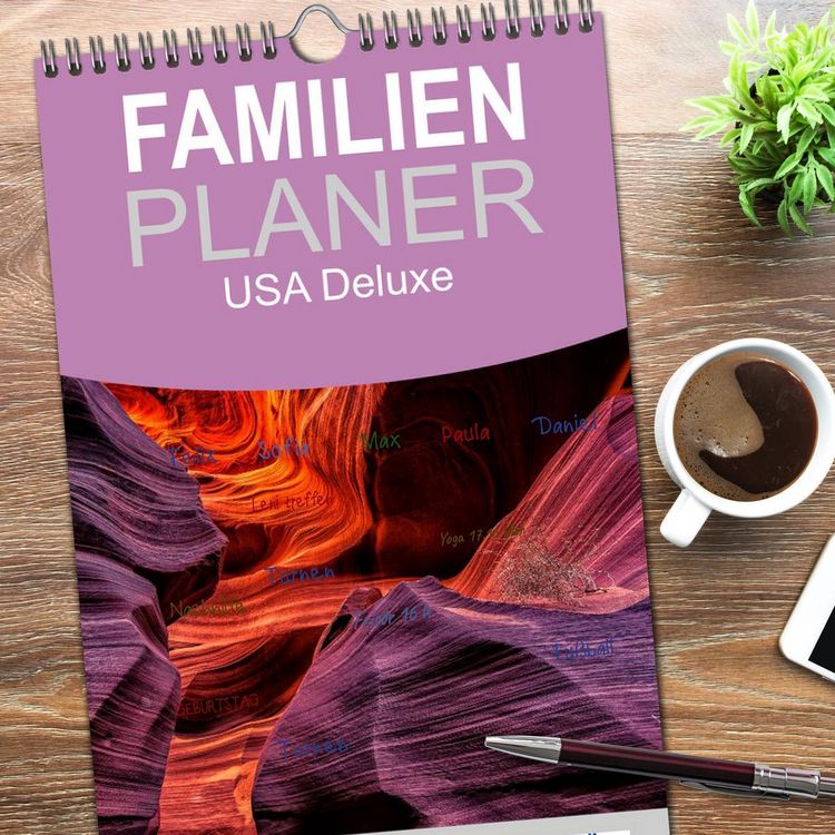Produktbild: Familienplaner 2026 - USA Deluxe mit 5 Spalten (Wandkalender, 21 x 45 cm) CALVENDO