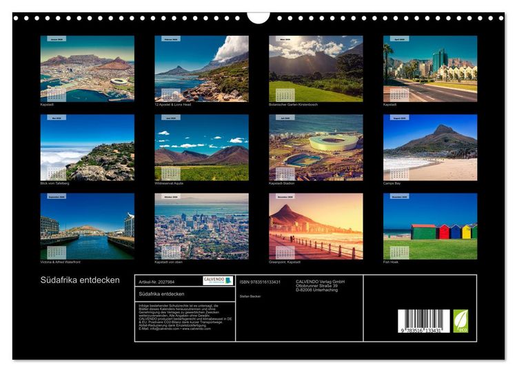 Produktbild: S&uuml;dafrika entdecken (Wandkalender 2026 DIN A3 quer), CALVENDO Monatskalender
