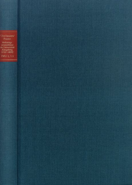 Produktbild: Vorlesungsverzeichnisse der Universit&auml;t K&ouml;nigsberg (1720-1804)
