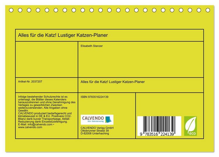 Produktbild: Alles f&uuml;r die Katz! Lustiger Katzen-Planer (Tischkalender 2026 DIN A5 quer), CALVENDO Monatskalender